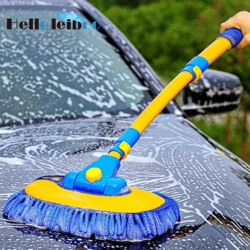 LEIBOO Super‑Absorbent Telescopic Car Wash Brush – Adjustable 55–120 cm Handle, Scratch‑Free Detailing Mop - ICE SUNSEY